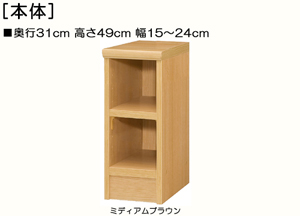 オープンA4ローボード頑丈ラック 高さ４９ｃｍ幅１５～２４ｃｍ奥行３１ｃｍ厚棚板 