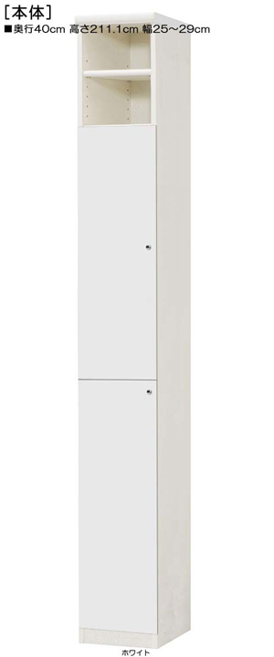 下扉付きA3書斎ラック 高さ２１１．１ｃｍ幅２５～２９ｃｍ奥行４０ｃｍ 扉高170.2cm