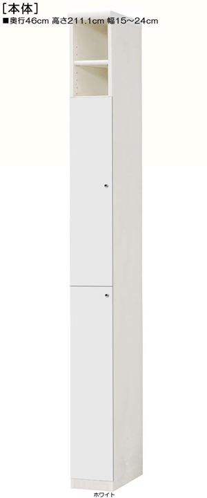 下扉付き奥深書斎ラック 高さ２１１．１ｃｍ幅１５～２４ｃｍ奥行４６ｃｍ 扉高170.2cm