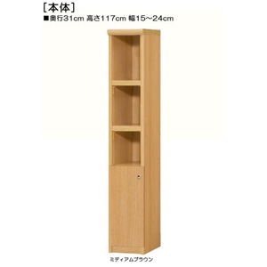 下扉付きA4ロフト頑丈ラック 高さ１１７ｃｍ幅１５～２４ｃｍ奥行３１ｃｍ厚棚板  扉高41.5cm